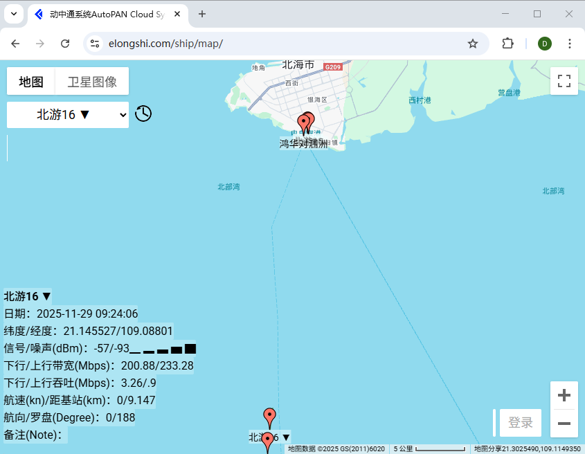 動中通云平臺實時狀態查看,包含信號強度,帶寬,歷史軌跡等數據